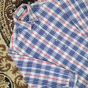 Anchor Blue Y2K Purple And Red Plaid Button Up Shirt Woven Cotton Western Retro